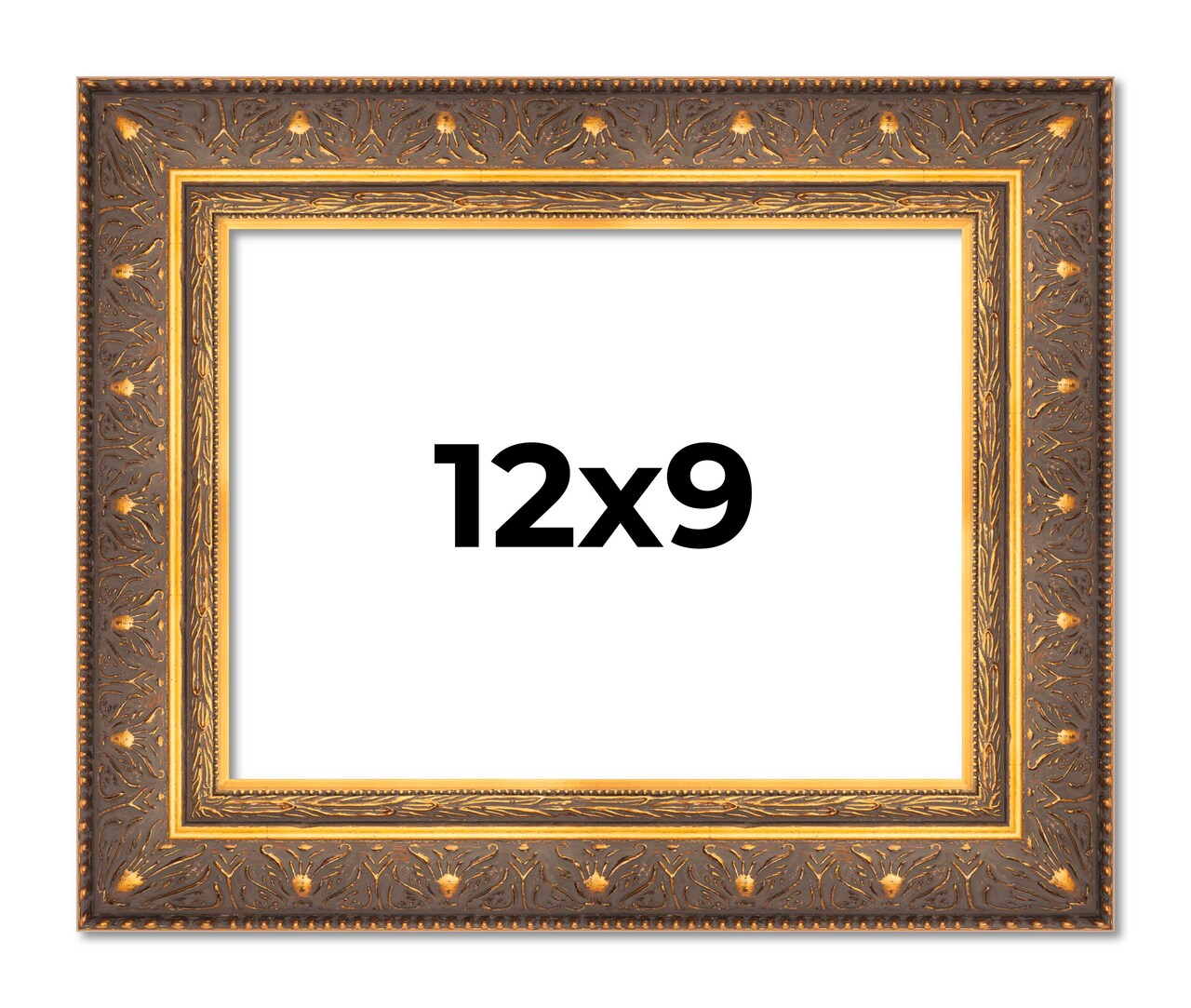 Photo Size Museum Gold Picture Frame - UV Acrylic, Foam Board Backing, Hanging Hardware